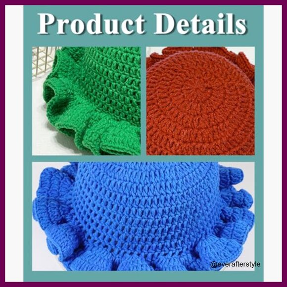 Crochet Bucket Hat Knit Floppy Cap Polyester Cotton Foldable Travel